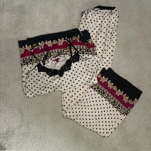 Polka Dot Pajama Set with Lace Trim